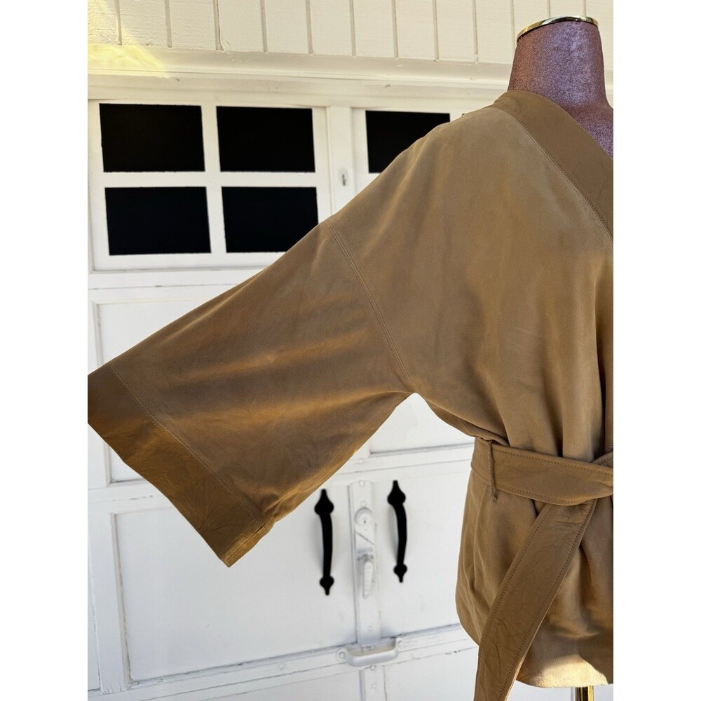 Gap Limited Edition Belted Suede Topper Jacket, khaki SIZE L Kimono Leather Boho - Picture 5 of 13